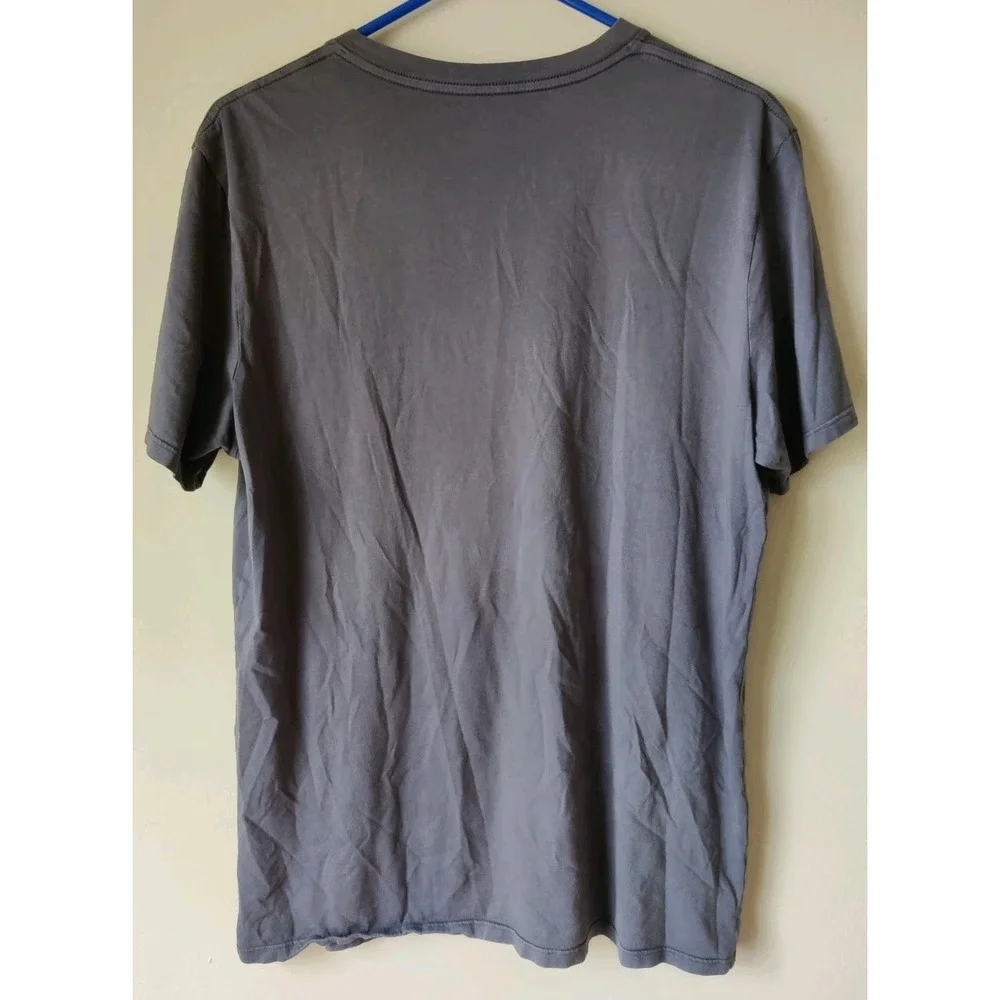 Everlane Men's L 100% Cotton Short Sleeve V-neck T-shirt Blue/Gray Made In USA - Picture 2 of 4